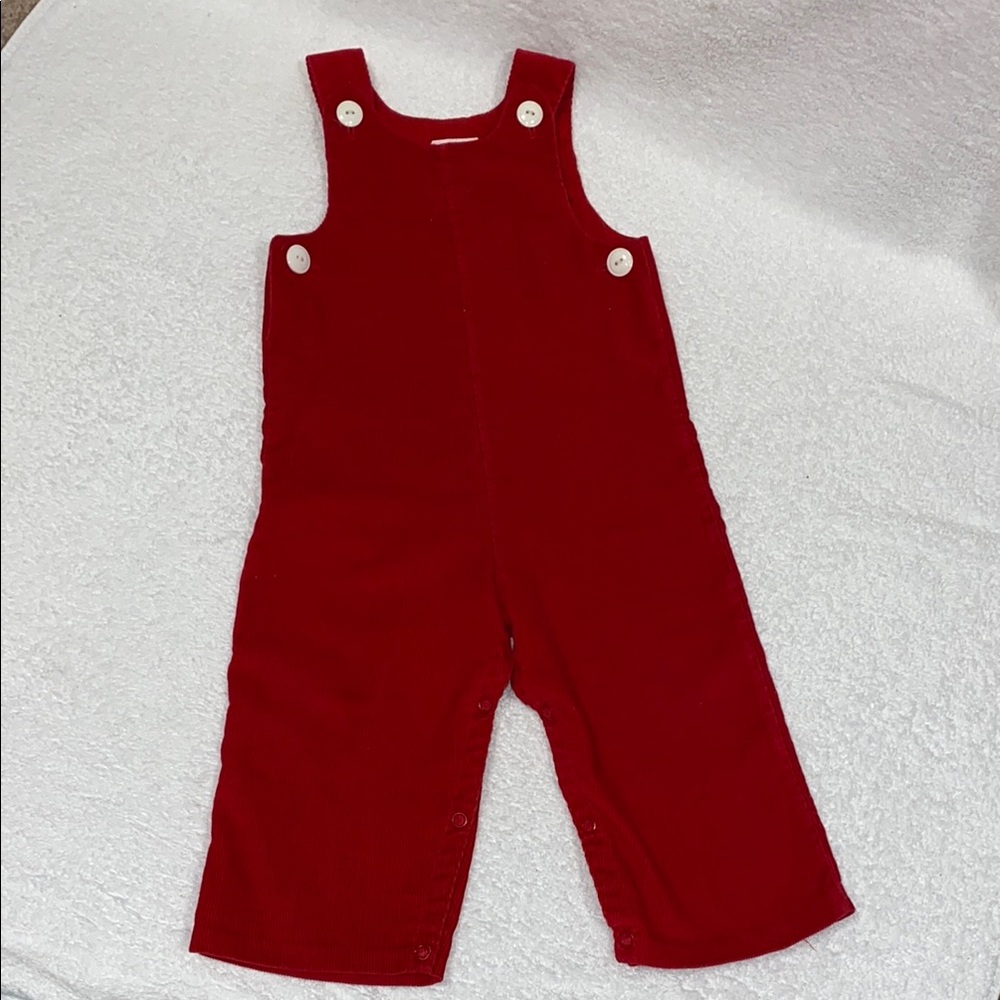 Vintage Betti Merrell Lord & Taylor 60’s red corduroy overalls 18/24m